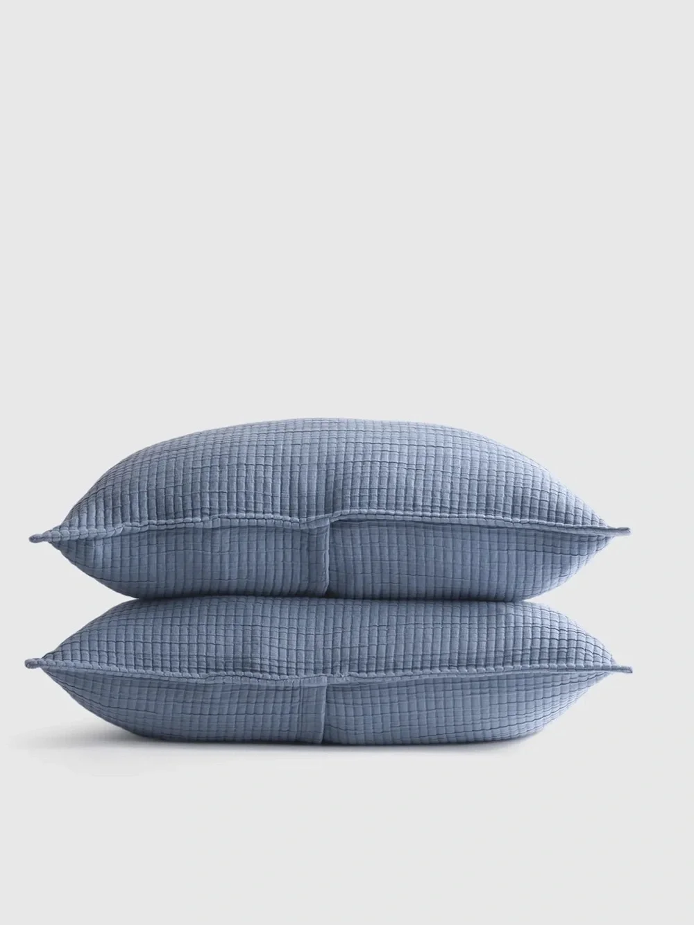 NWT Quince Organic Ribbed Cotton Sham Set in Mineral Blue!